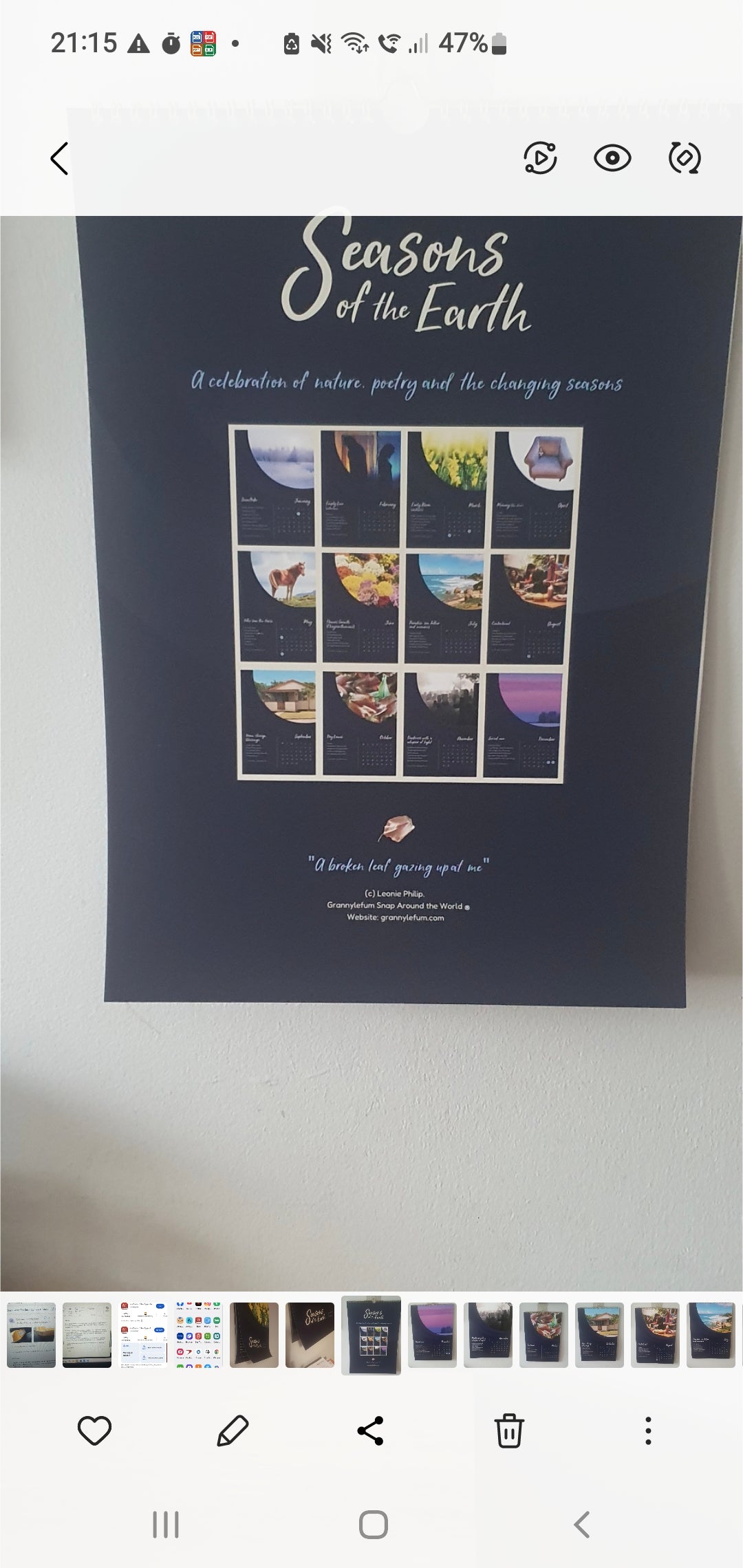 Seasons of the Earth — 2027 A3 Poetry & Art Calendar